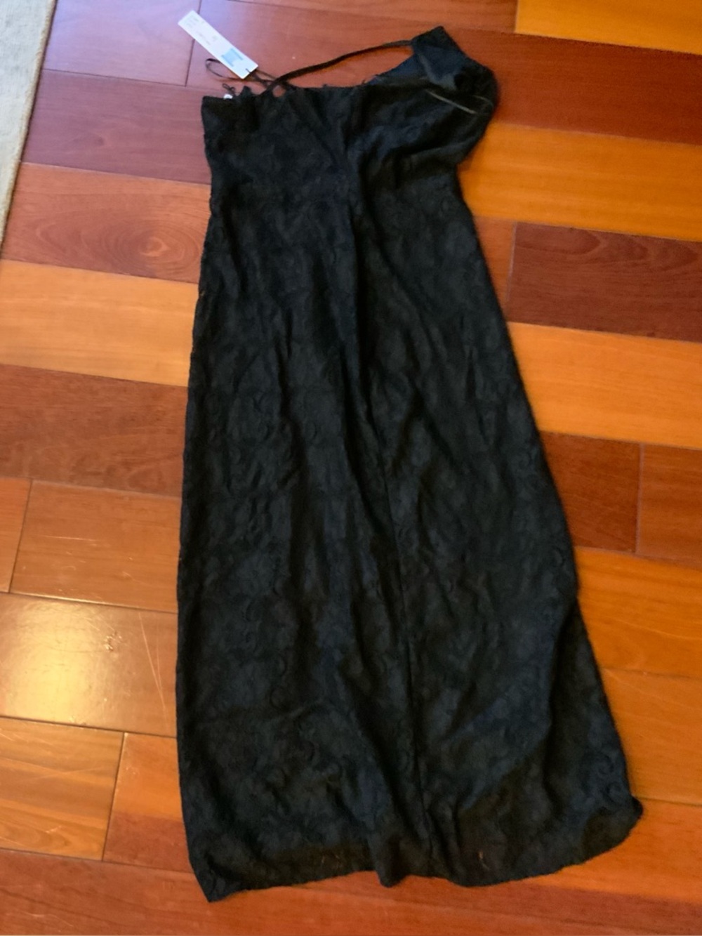 NSR Black One-Shoulder Lace Evening Dress